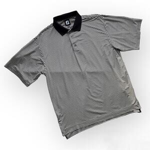 FootJoy Black White Striped Short Sleeve Polo Shirt Men’s Size Medium